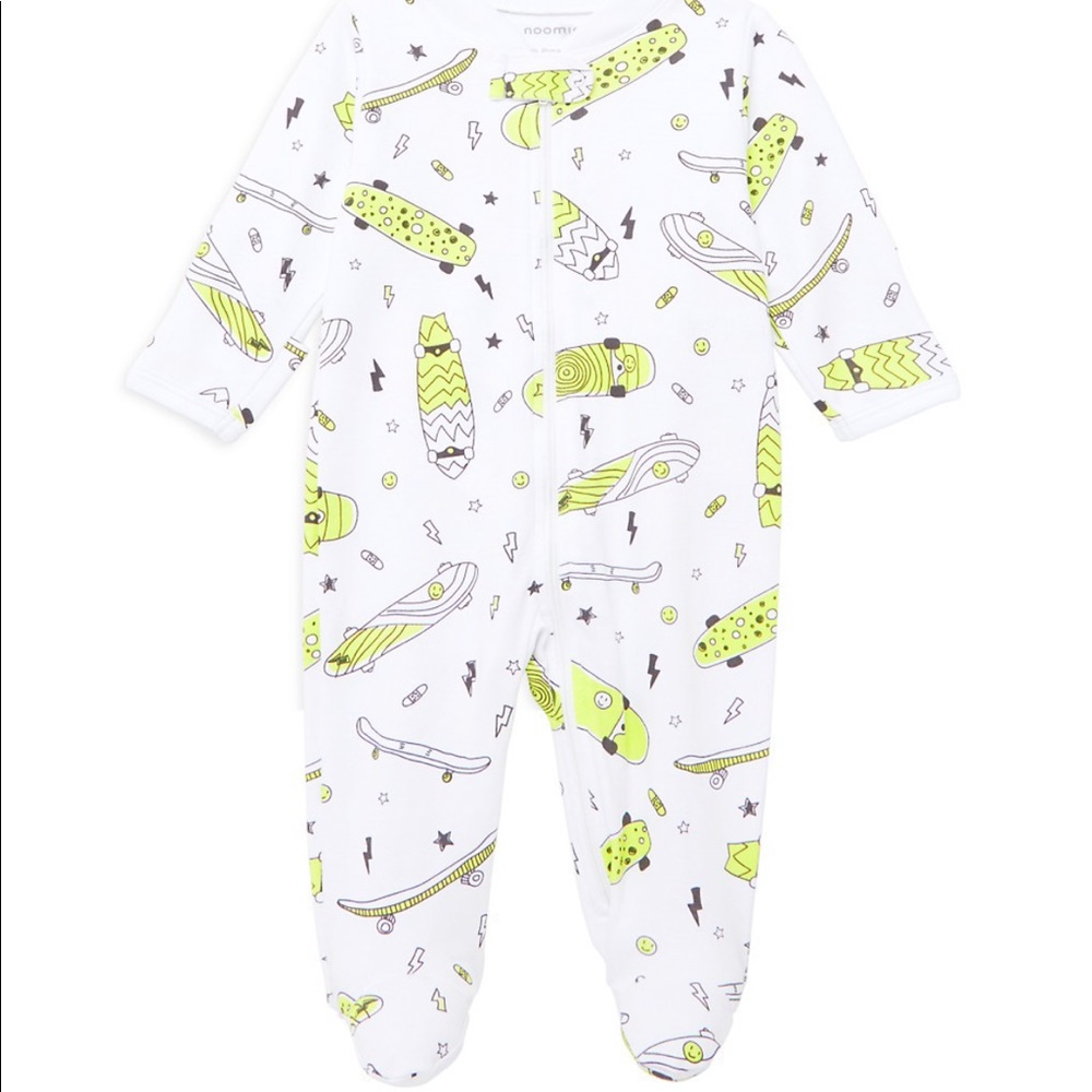 NWT Baby Noomie Baby Boy's Skateboards Footie